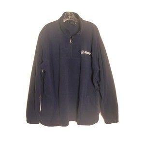 MAPEI MEN'S PULLOVER FLEECE LONG SLEEVE SHIRT SIZE XL 3/4 ZIP POCKETS NAVY BLUE